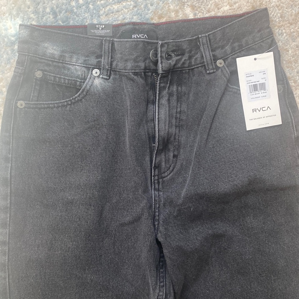 RVCA STAN HIGH-RISE DENIM PANTS size 26 BLACK / STONE color